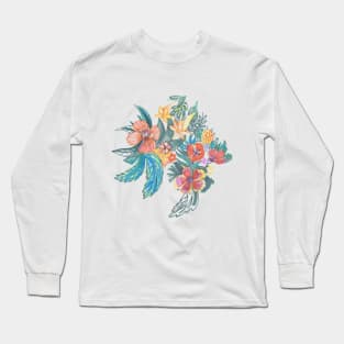 Colorful marker sketched flowers Long Sleeve T-Shirt